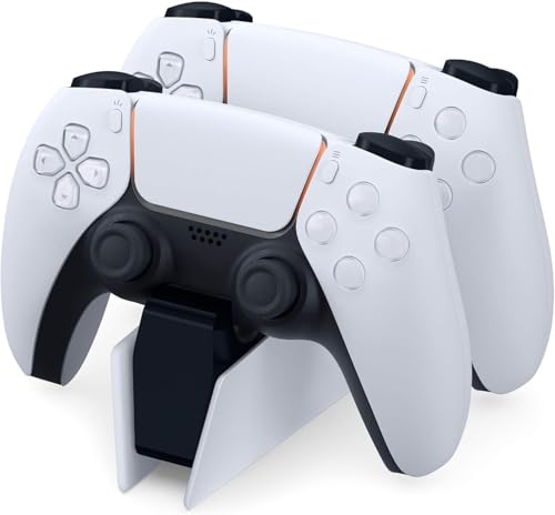 PS5 Controller Charger - Charge 2 Controllers to 90% in 50 Mins - No Annoying Lights - Click in Design Dual Fast Charging Stand Dock Station Holder