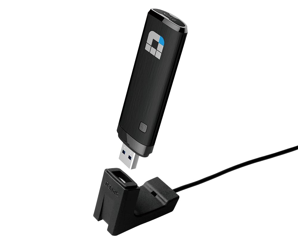 D-Link WiFi USB Adapter AC1200 Mini Wireless Internet Dual Band 3.0 Wi-Fi Netowrk Desktop Laptop (DWA-182),Black