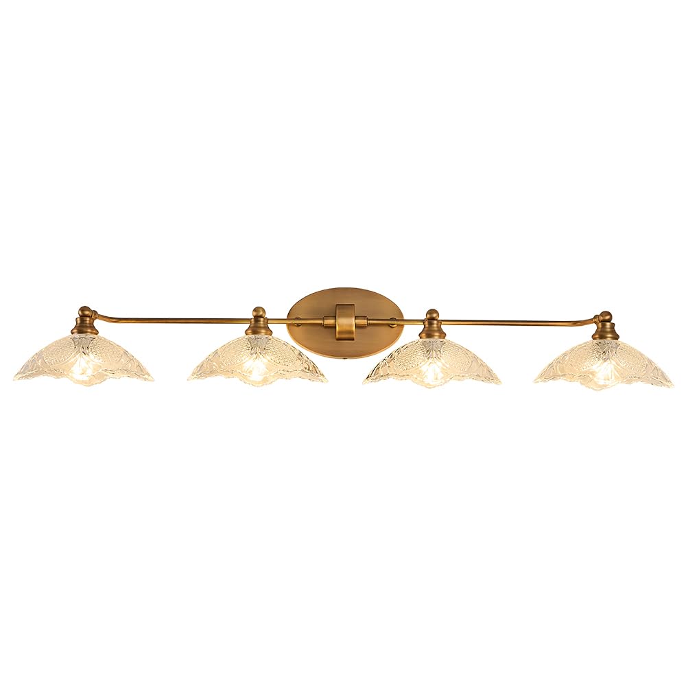 JSDKIUT Vintage Bathroom Mirror Light?Vanity Light?Vintage Bathroom Vanity Light Fixture 4-Light-A Brass