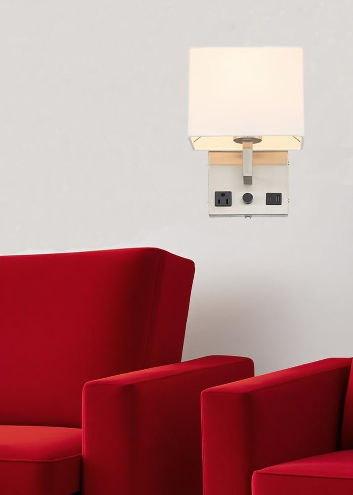 HomeFocus Bedside Wall Light,Wall Lamp,Wall Sconces for Bedside,Nickel.