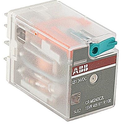 1SVR405611R1100, Pluggable Interface Relay, 2c/o, 250V/12A, Control: 24VDC, LED, CR-M024DC2L