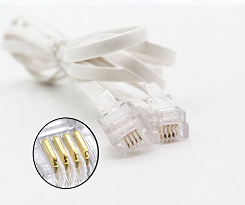 YXQ RJ11 Plug Telephone Adapter Landline Cable 6P4C Male to Male 2.9M Length, White
