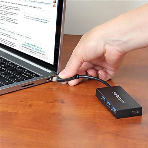 StarTech.com 4-Port USB 3.0 Hub - Powered USB 3.0 Hub - USB-C to 1x USB-C and 3X USB-A Adapter - USB 3.0 (5Gbps) - USB-C Port Expander, TAA