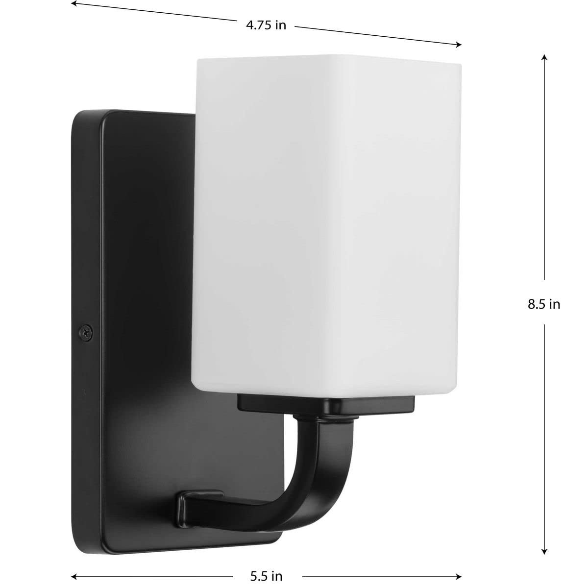 Progress Lighting Cowan Collection 4 3/4 in. 1-Light Matte Black Vanity Light Etched Glass Modern Bath