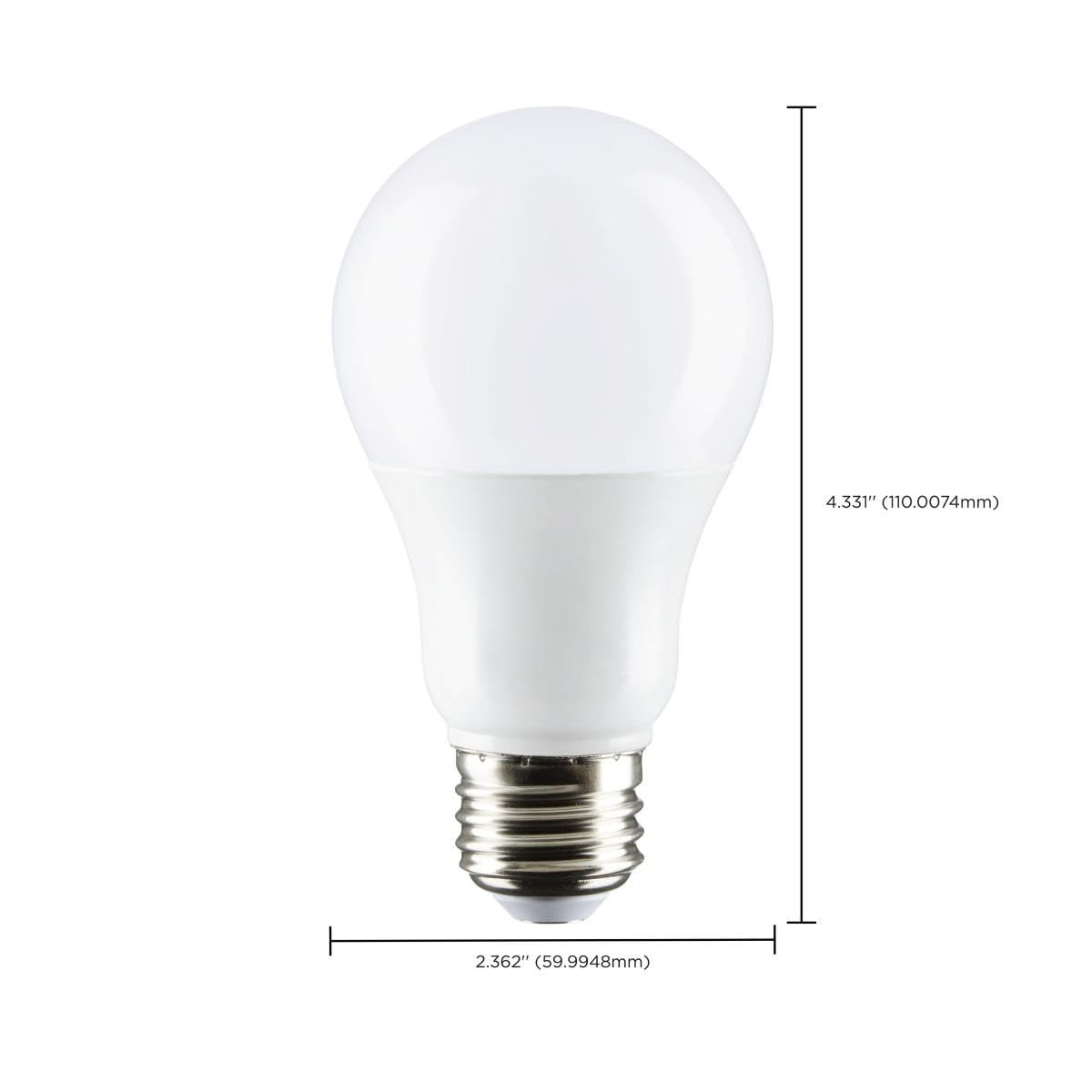 Satco S29837 Pack of 12 LED Light Bulbs, Frosted Finish, 120 Volts, 9.8 Watts, 800 Initial Lumens, A19 Lamp Shape, Medium Base, E26 ANSI Base, 220'