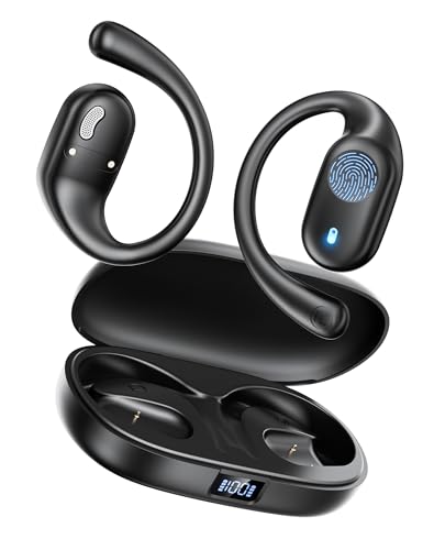 Eigsupia Open Ear Headphones, Bluetooth Headphones 5.3 Sports with Smart Digital Display, 36H Playtime, IP54 Waterproof, Wireless Earbuds Lightweight