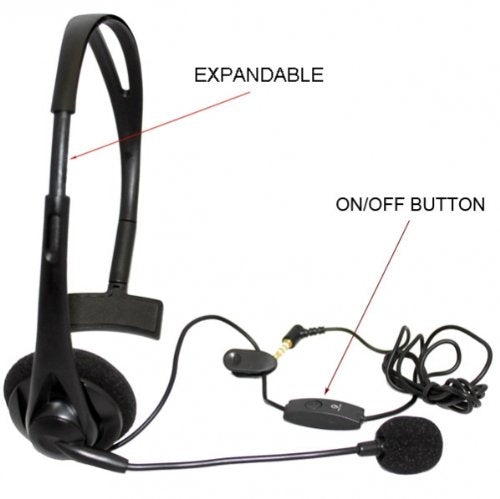 Over-the-Head 3.5mm Hands-Free Mono Headset Wired Headphone with Boom Microphone for Motorola Moto X / Moto G, DROID RAZR MAXX / HD, Droid Mini…