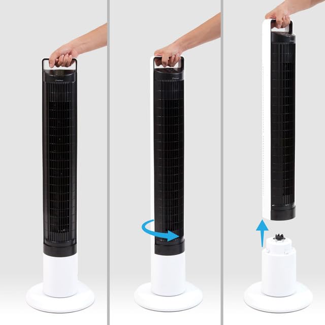 Aspen 40" Washable Tower Fan with Oscillating Tower Fan - Easy Wash Design, 3 Color Nightlight, 4 Speeds, 4 Timers, Magnetic RF Remote - Cooling Fans