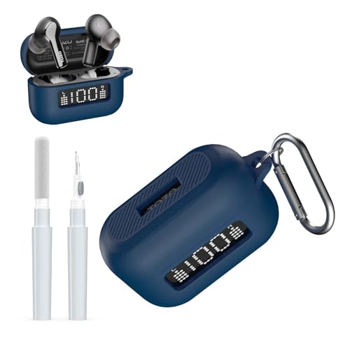 AGENTNANO for TOZ0 NC3 Earbuds(2024) Case Cover with Cleaner kit, Silicone Protective Battery Display Visible Design Cover for TOZO Hybrid Active