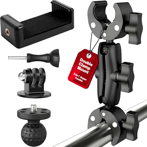 ALLVORIA Premium 3in1Umbrella Clamp for Chairs Strollers Boats & Kayaks Adjustable Mounting Bracket for Umbrella Camera & Phone Durable Anti Slip