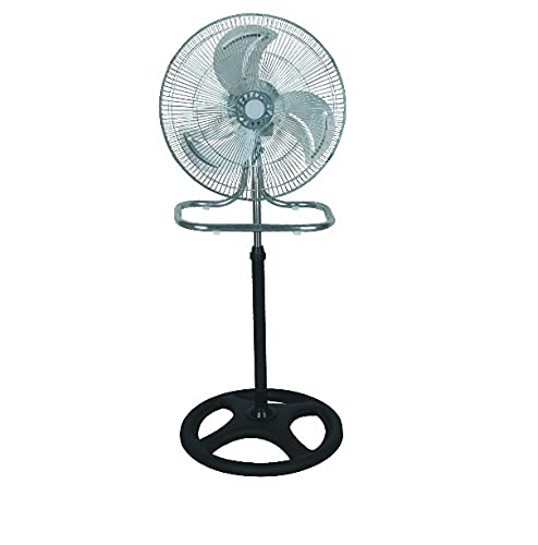PrimeTrendz 18 Inch Industrial Grade High Velocity 3 in 1 Floor Stand Desk Wall Mount Oscillating Fan, 3 Speed Settings, 3 Blade, Black