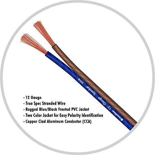 InstallGear 12 Gauge Speaker Wire 250ft Roll - Flexible - 12 Gauge Wire for Car Audio & Home Theater, Stereo, Outdoor Use - Copper Clad Aluminum, Blue