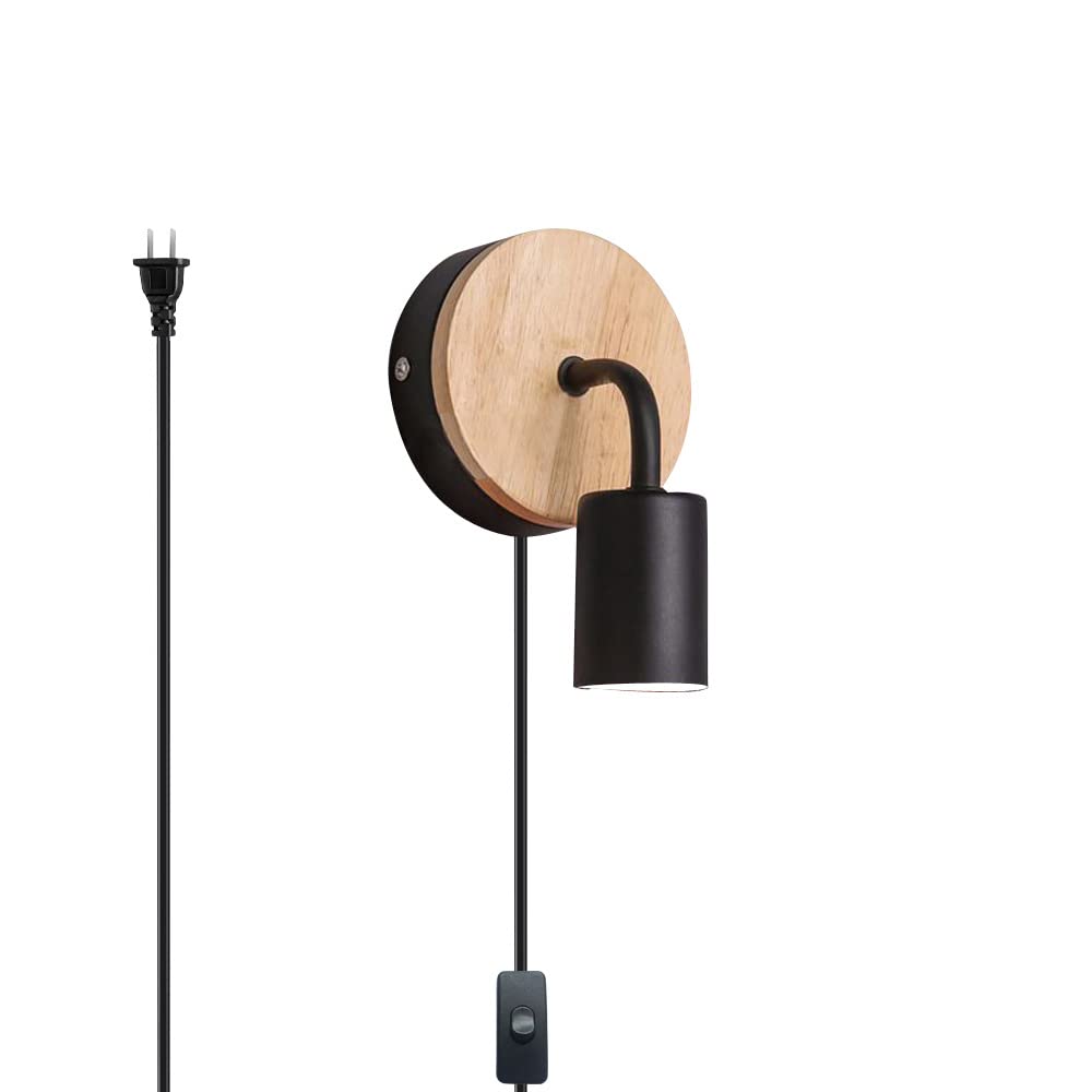 VinTopsh 2 Pack Industrial Plug in Wall Sconces, Metal Plug in Wall Lighting with On Off Switch,Farmhouse Wall Lamp Living Room Bedroom Hallway