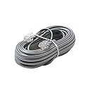 100 FT Telephone Cable Cord Flat Modular Silver Satin 4 Conductor with RJ11 Connector Each End Telephone Line Cord Cable 6P4C RJ11 4-Conductor Phone
