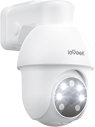 ieGeek 8MP PoE Security Camera System, 1pcs Wired Outdoor Cameras for Home Security with 355°Pan 90°Tilt, 8CH NVR with 2TB HDD, Automatic Human