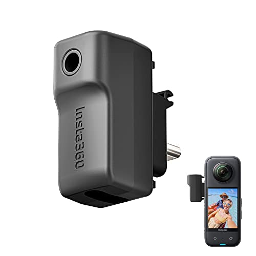 CYNOVA External Microphone Adapter for Insta 360 X3 Camera, Type-C and 3.5mm Audio Ports Support Charger and Record for Insta 360 X3 Accessories