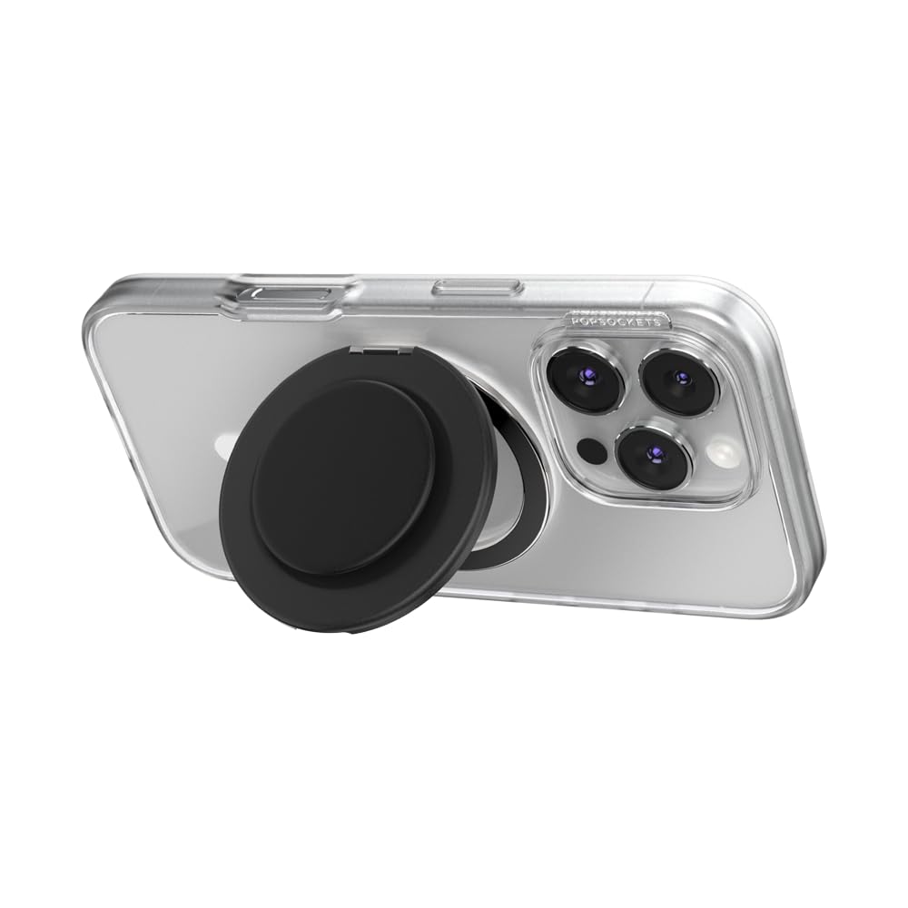 PopSockets Kick-Out Grip for MagSafe, Adjustable Kickstand for Portrait or Landscape, Magnetic Stand - Black