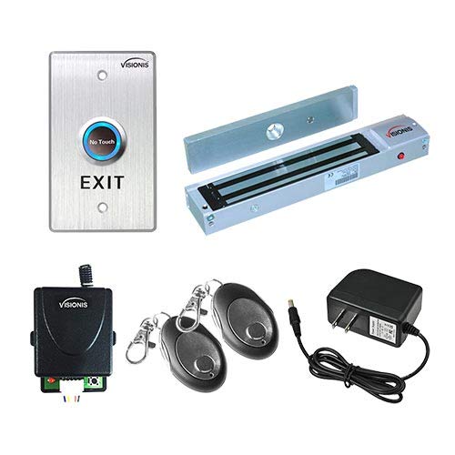 Visionis FPC-7470 One Door Access Control Outswinging Door 600lbs Electromagnetic Lock Kit with Wireless Receiver and Remote Magnetic Lock System