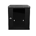NavePoint 15.75 in Wall Mount Network Cabinet, 6U, Glass, Black
