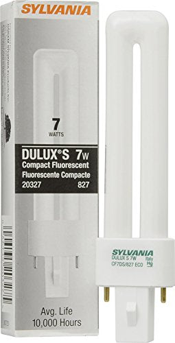 Osram Sylvania 20327 CF7DS/827/ECO DULUX 7W single compact fluorescent lamp with 2-pin base, 2700K color temperature, 82 CRI, ECOLOGIC for use on