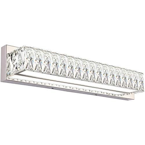 ZUZITO Modern Bathroom Light Fixtures - LED Vanity Lights for Bathroom 18W - Crystal Chrome Lighting Fixtures Over Mirror for Bath