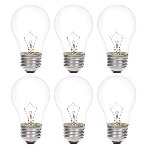 Simba Lighting Incandescent Appliance Light Bulb A15 40W E26 2700K, 6 Pack