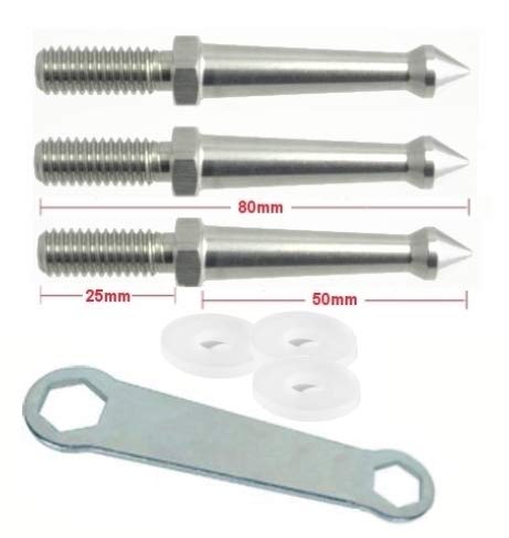 Desmond Set of 3 Long Tripod Spike 2" SS Stainless Steel RRS Compatible 3/8" Universal
