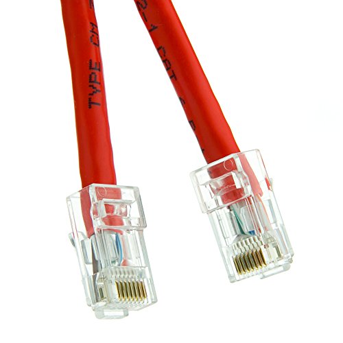 CableWholesale Cat6 UTP Ethernet Cable, Bootless, PoE, 50 ft, Red