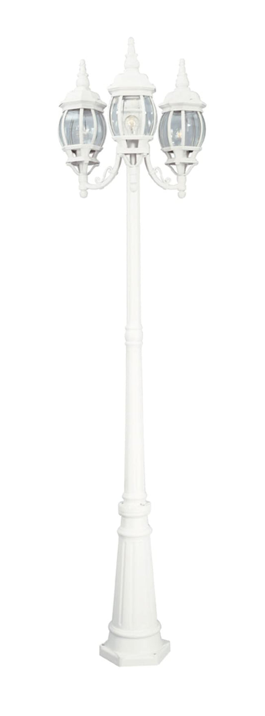 Designers Fountain 3-Light Riviera Outdoor Post Lantern, 84.5 Inch Exterior Lighting Fixture, White, 1923-WH