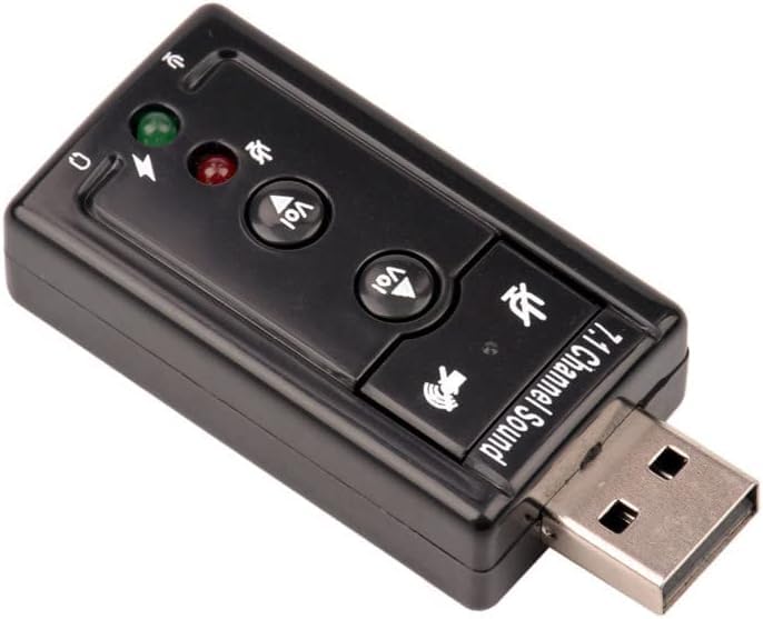 USB 2.0 Sound Card 7.1 3D External Audio Adapter Volume Control Function Keys Microphone Black for Computer Notebook Tablet PC Laptop