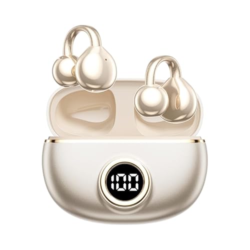 Clip-On Open-Ear Wireless Bluetooth 5.4 Earbuds & Bone Conduction Headphones - Noise Cancelling Mic, Waterproof, Ergonomic Design for Small Ears…