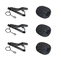 Luwigs 3pcs Lavalier Microphone Metal Tie Clips with 3pcs Lapel Mic Windscreen Foam Covers, Lapel Microphone Replacement Kit, Metal Lapel Mic Clips