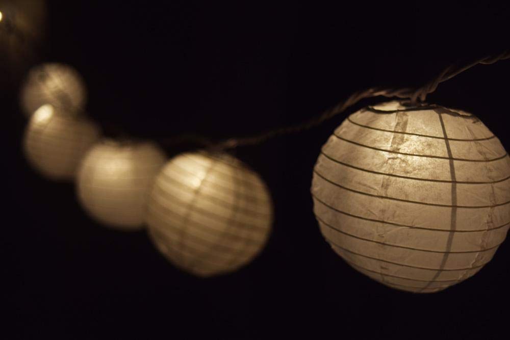 Quasimoon PaperLanternStore Decorative Paper Lantern - (10-Pack, 4-Inch, White, Even Ribbing) Round Paper Lanterns - Ideal Wedding and Party Decor or