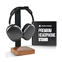 COREMINDED Universal Headphone Stand for Desk, Solid Wood Gaming Headset Stand, Heavy Duty Wooden Headphones Holder, Compatible with Airpods Max…