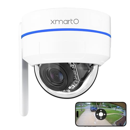 xmartO AI Tracking 2K HD Metal Dome PTZ Security Camera, WiFi 6 Dual Band Wireless, DPK3034 Ceiling Cam, 2-Way Audio, Night Vision, NVR