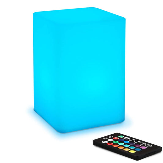 Mr.Go 6-inch Dimmable LED Night Light Mood Lamp for Kids and Adults - 16 RGB Colors - 8 Level Dimming - 4 Lighting Effects - Rechargeable - Remote