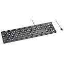 Amazon Basics Wired QWERTY Keyboard, Works with Windows, Plug and Play, Easy to Use with Media Control, Full-Sized, Black