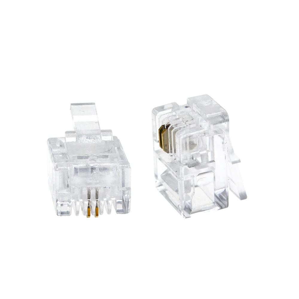 SMITON 100PACK Telephone Plug 6P2C RJ11 Modular Plug (6/2, Telephone Cord Connector)