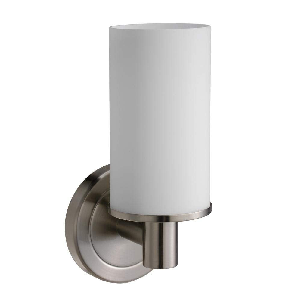 Gatco 1681 Latitude II Single-Light Bathroom Vanity Wall Sconce, Indoor Wall Mounted, 9.5-Inch H, Satin Nickel, Frosted Glass Shade