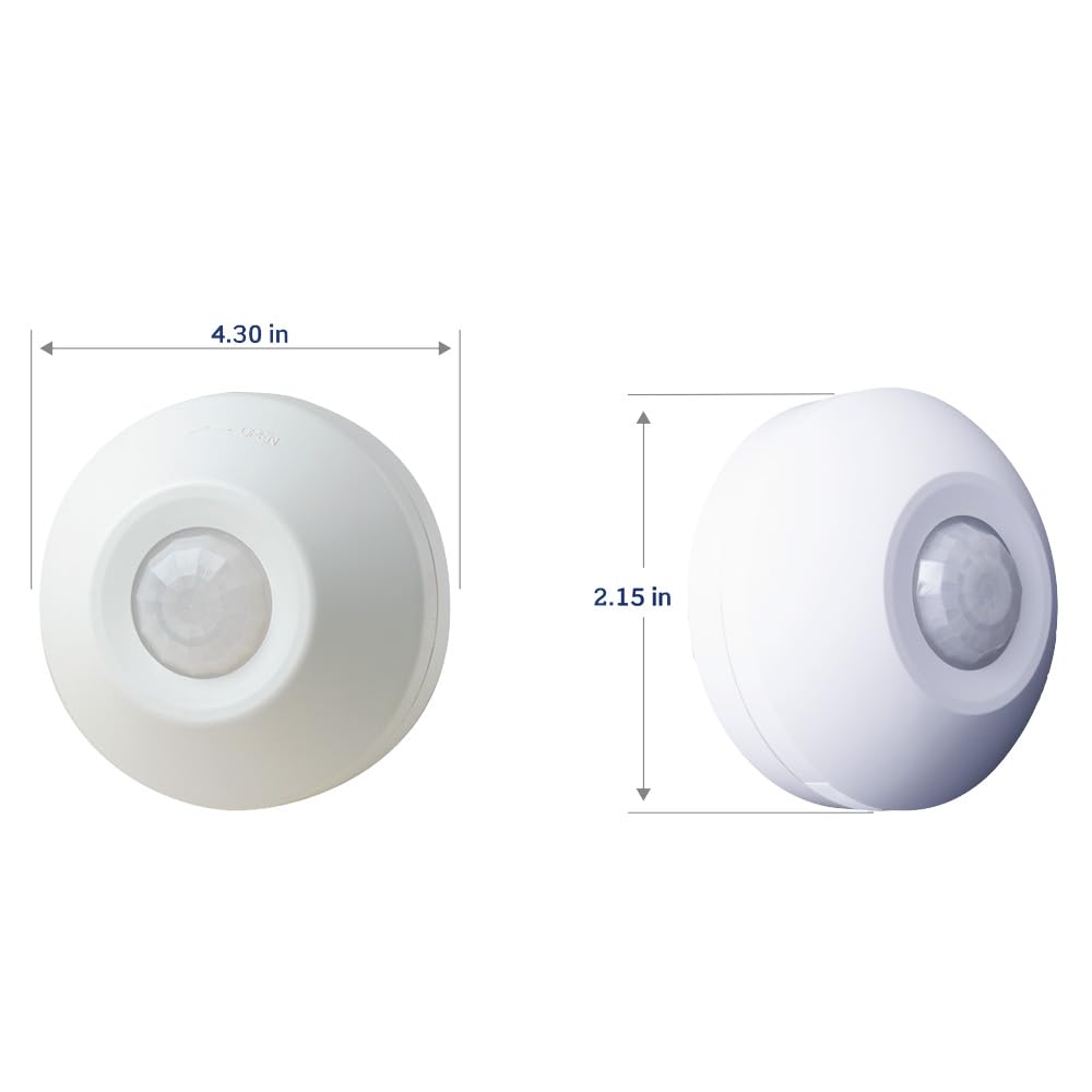 Leviton PIR Ceiling Mount Occupancy Sensor, 120-277V, 1000W, 570SF Field-of-View, ODC0S-I1W, White