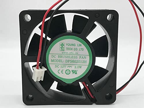 DFS602012H 6020 DC12V 2.0W 2-Wire 6CM Silent Cooling Fan