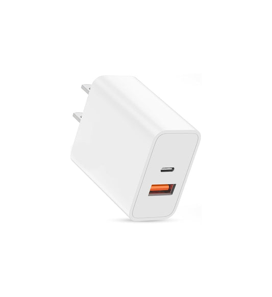 USB C Wall Charger Block,20W USB C&USB A Dual Port Charging Block Plug USB C Power Adapter Compatiblefor iPhone 17/17e /17 Pro Max/Air/16e/16
