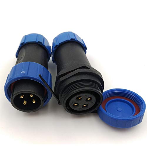 SZJELEN SP21 2Pin-12Pin IP67 Waterproof Electrical Wire Cable Connector Plug Socket,Panel Mount Aviation Connector Male and Female (4Pin)