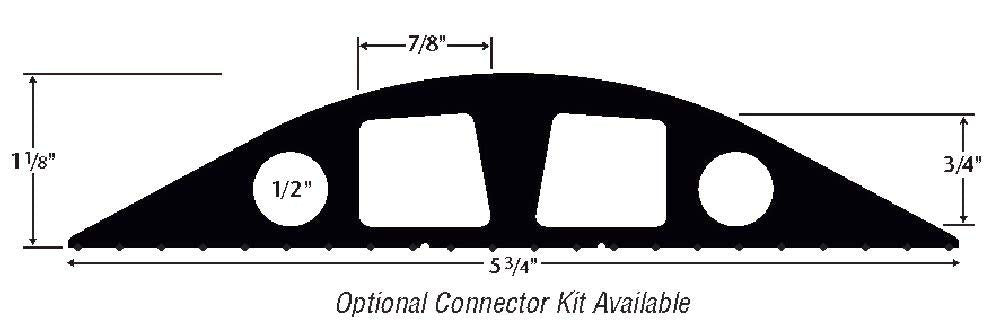 Powerback RFD6-5 Durable Rubber Large Two Channel Duct Protector, Black, 5' Length