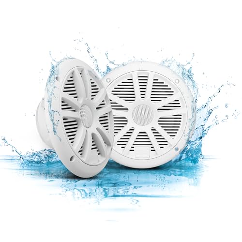 BOSS Audio Systems MR6W 6.5 Marine Speakers - 180 Watts (Per Pair), Full Range, 2-Way, Coaxial, 4 Ohms, Weatherproof