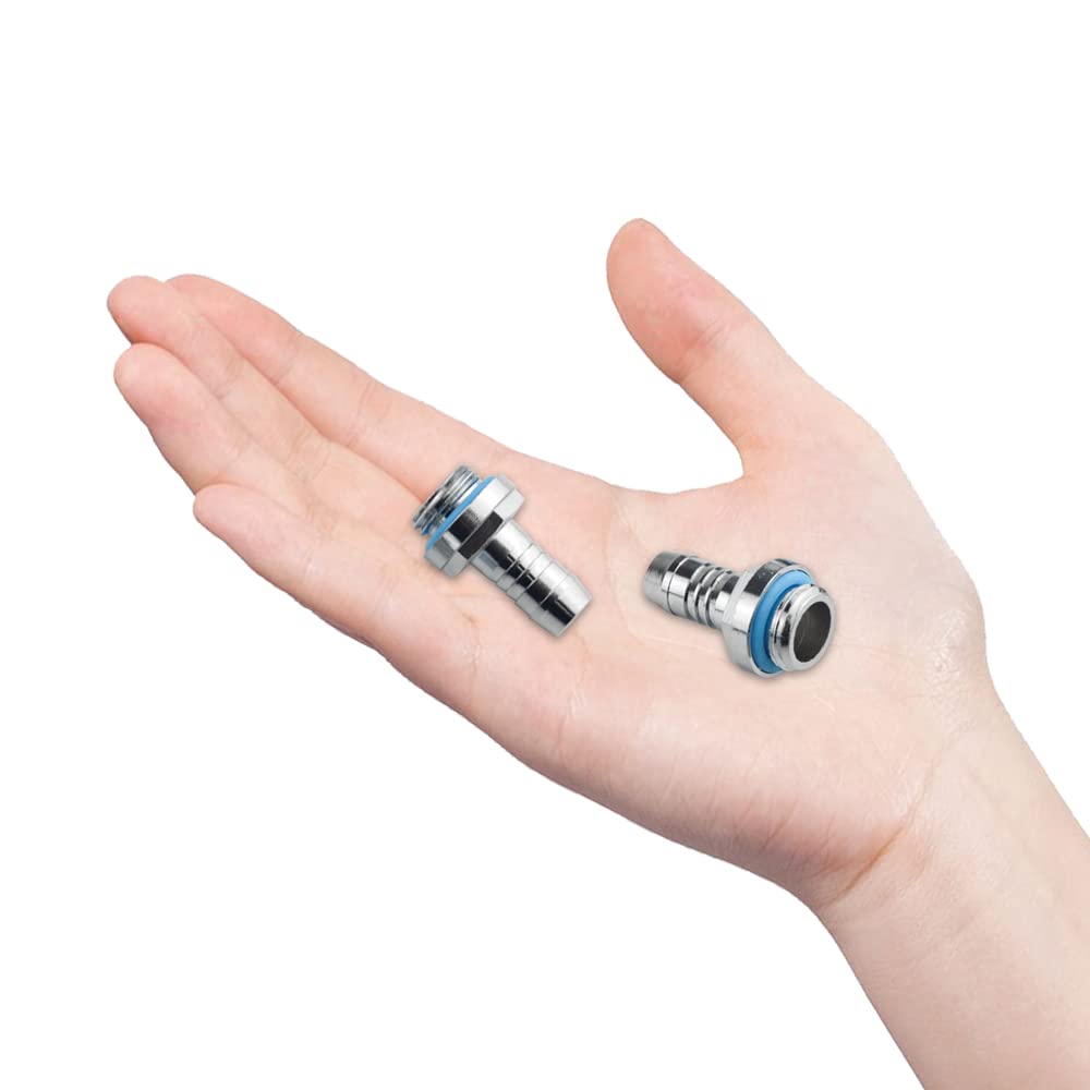 BXQINLENX Silver Chrome G1/4" to 7/16" Barb Fitting (Tubing ID 9.5MM) for Computer Water Cooling System Through Joint Straight Joint(4 PCS)