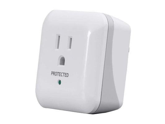 Monoprice Power & Surge - White | 1 Outlet Surge Protector with End of Service Alarm, 900 Joules 15A / 125V / 1875W, 10dB to 60dB