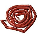Cablesys Coiled Telephone Handset Cord for Use with PBX Phone Systems, VoIP Telephones - 25 Ft Uncoiled, Rj22, 1.5 Inch Lead on Both Ends, Cherry Red