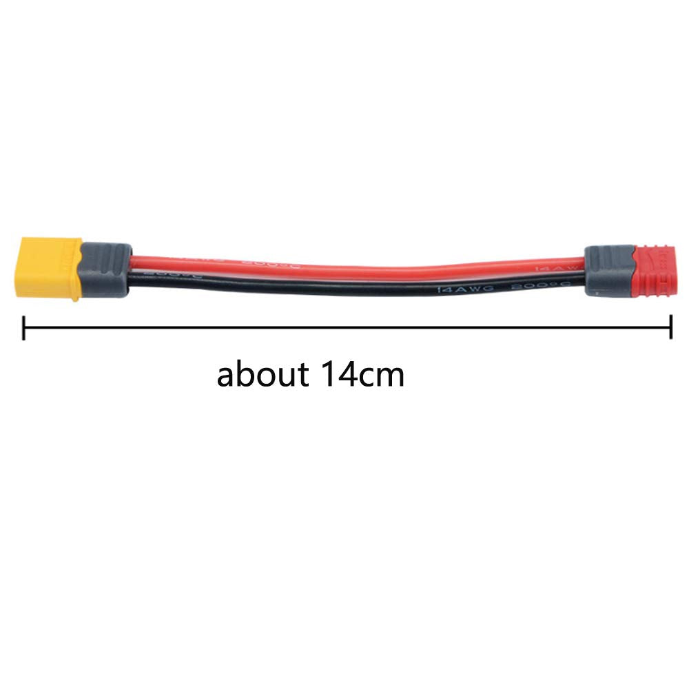 Yiqigou 3PCS Amass XT60 XT60H Male Female Plug Connector to T Male Female Plug Connector Conversion Adapter with 10cm Silicone Wire (XT60 Male to T