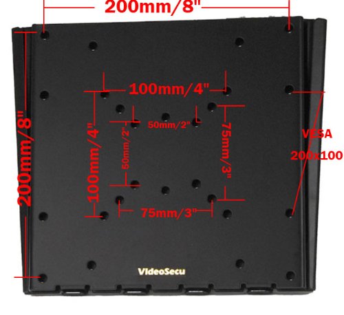 VideoSecu Flush Ultra Slim Low Profile TV Wall Mount for Plasma LCD LED Flat Panel Screen Monitor TV Loading Capacity up to 80 lbs VESA